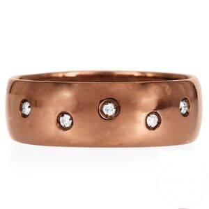 Milor Italy Diamond 14K Chocolate Gold 5-Stone Flush Set Band Ring